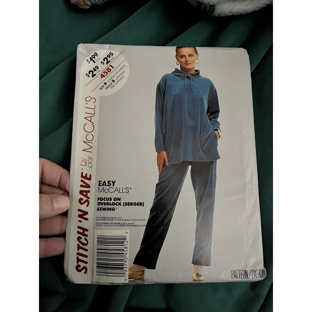 McCall's 4581 Easy Stitch & Save Pullover Top & Side Slit Pants Sz L/XL